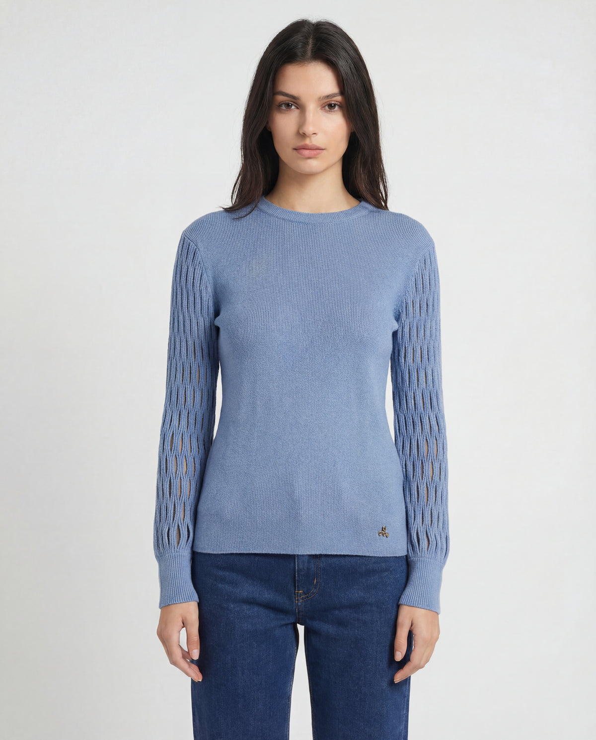 Maglia in viscosa con maniche traforate