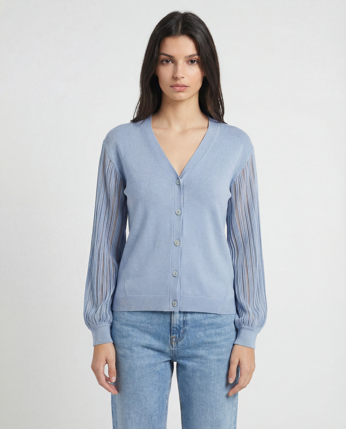 Cardigan con maniche plissé