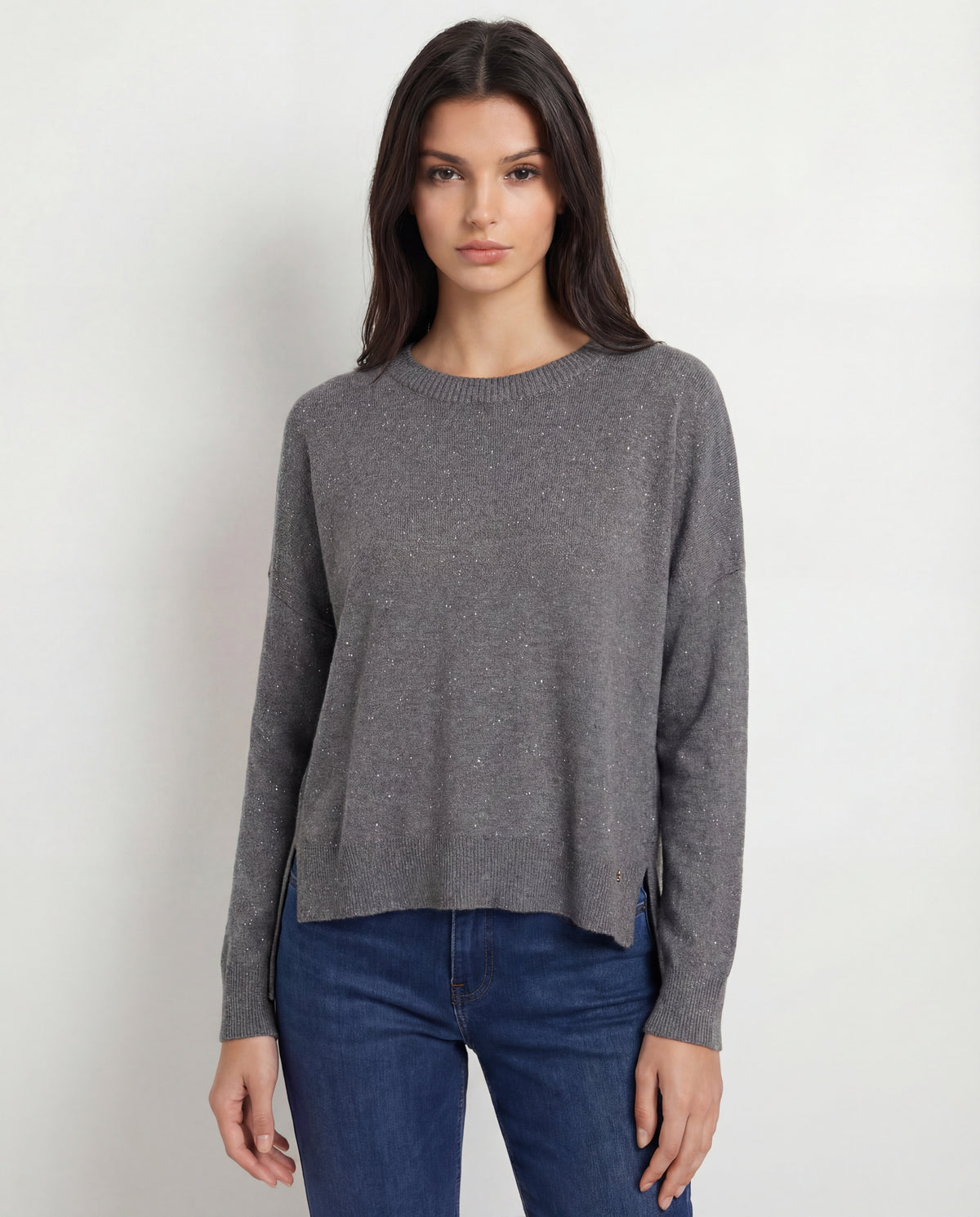 Maglia boxy con micro paillettes