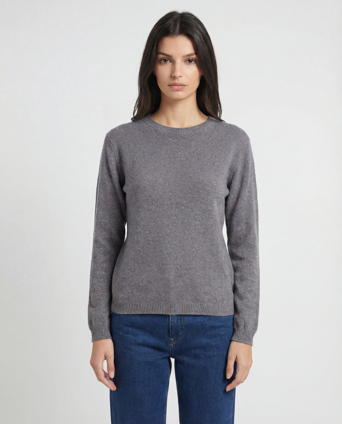 Maglia girocollo in filato mélange