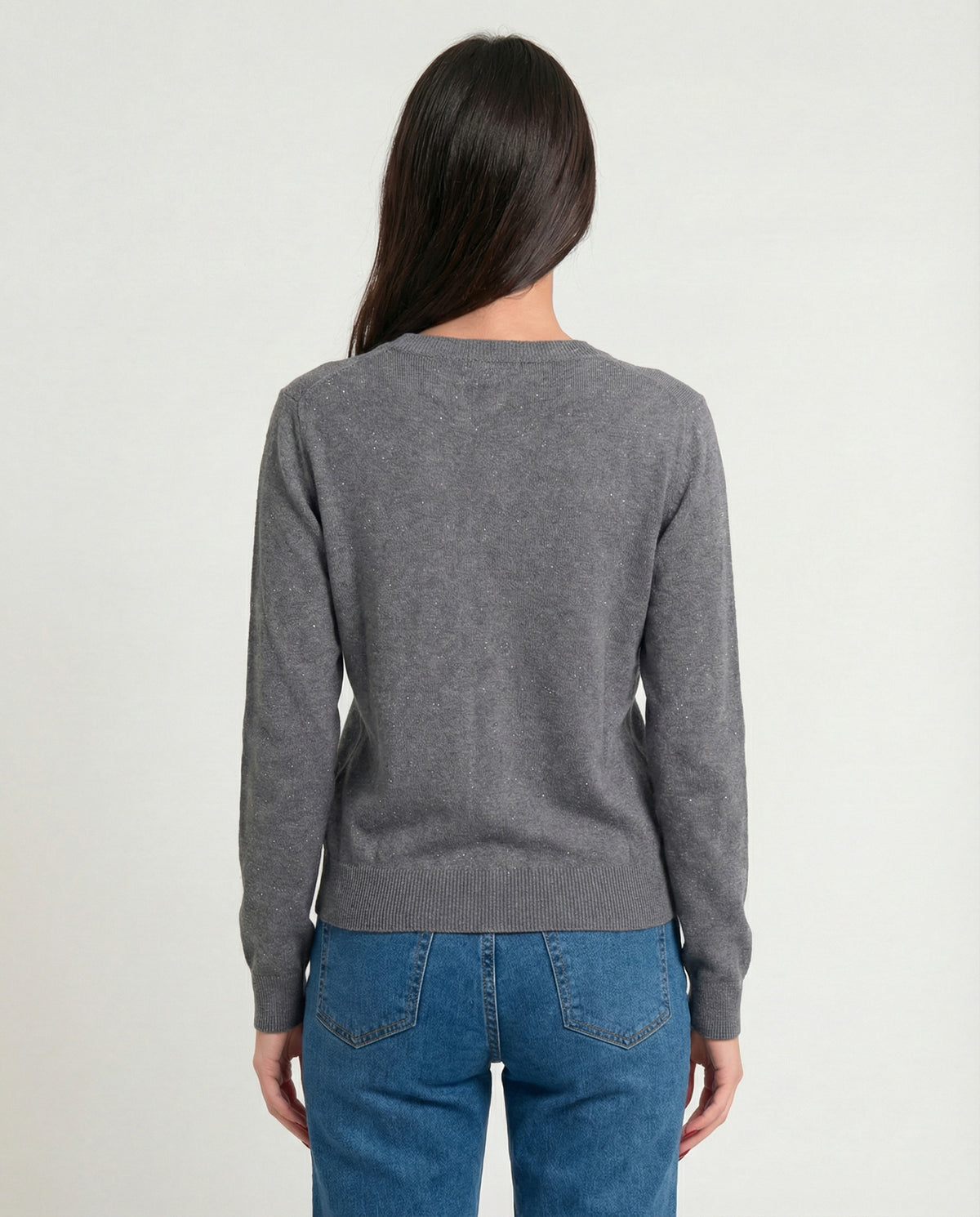 Maglia con scollo a V in filato lurex