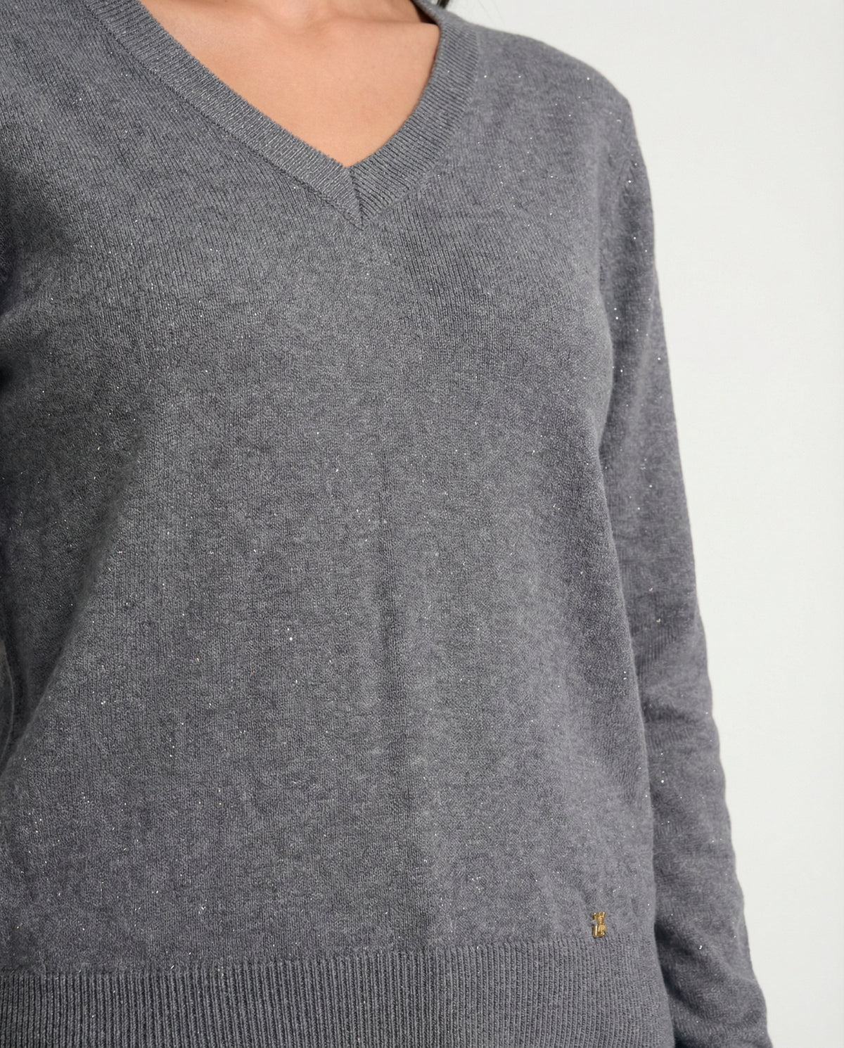 Maglia con scollo a V in filato lurex
