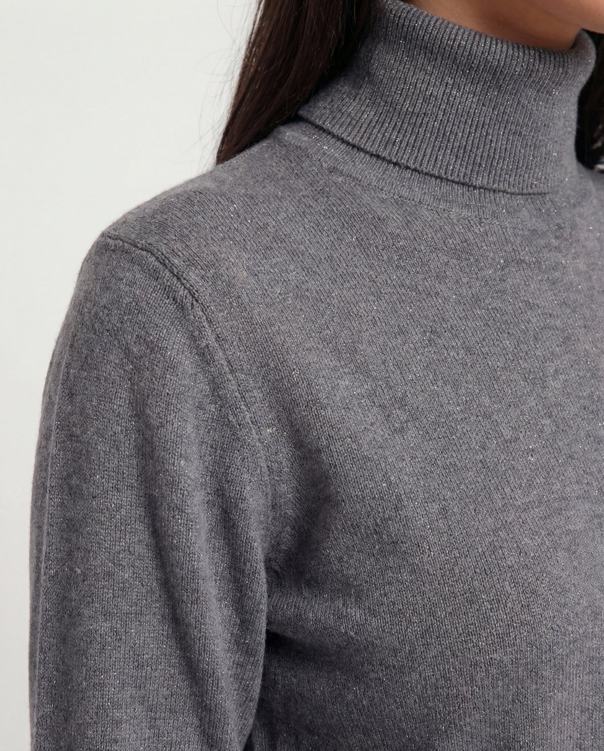Maglia dolcevita in filato lurex