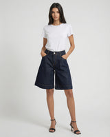 Bermuda jeans wide leg denim scuro