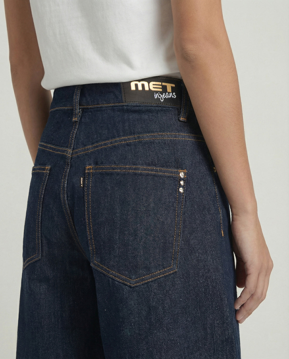 Bermuda jeans wide leg denim scuro