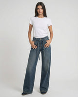 Jeans wide leg con cintura in denim
