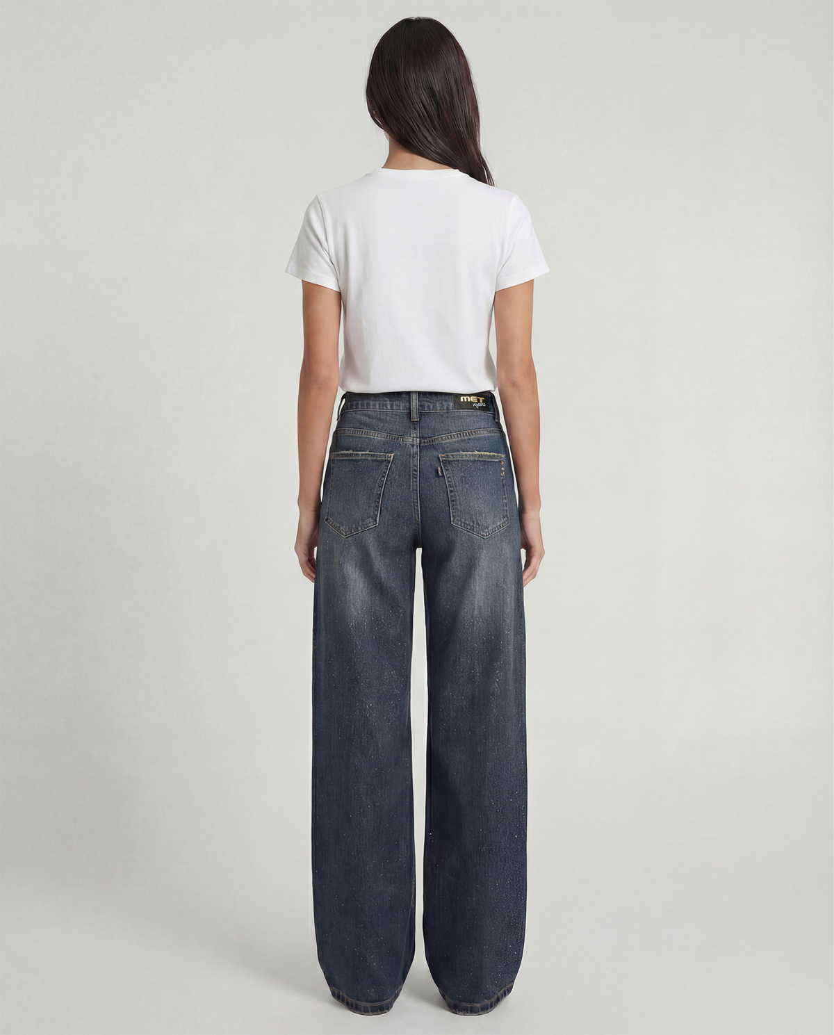 Jeans wide leg con cintura in denim