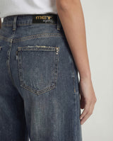 Jeans wide leg con cintura in denim
