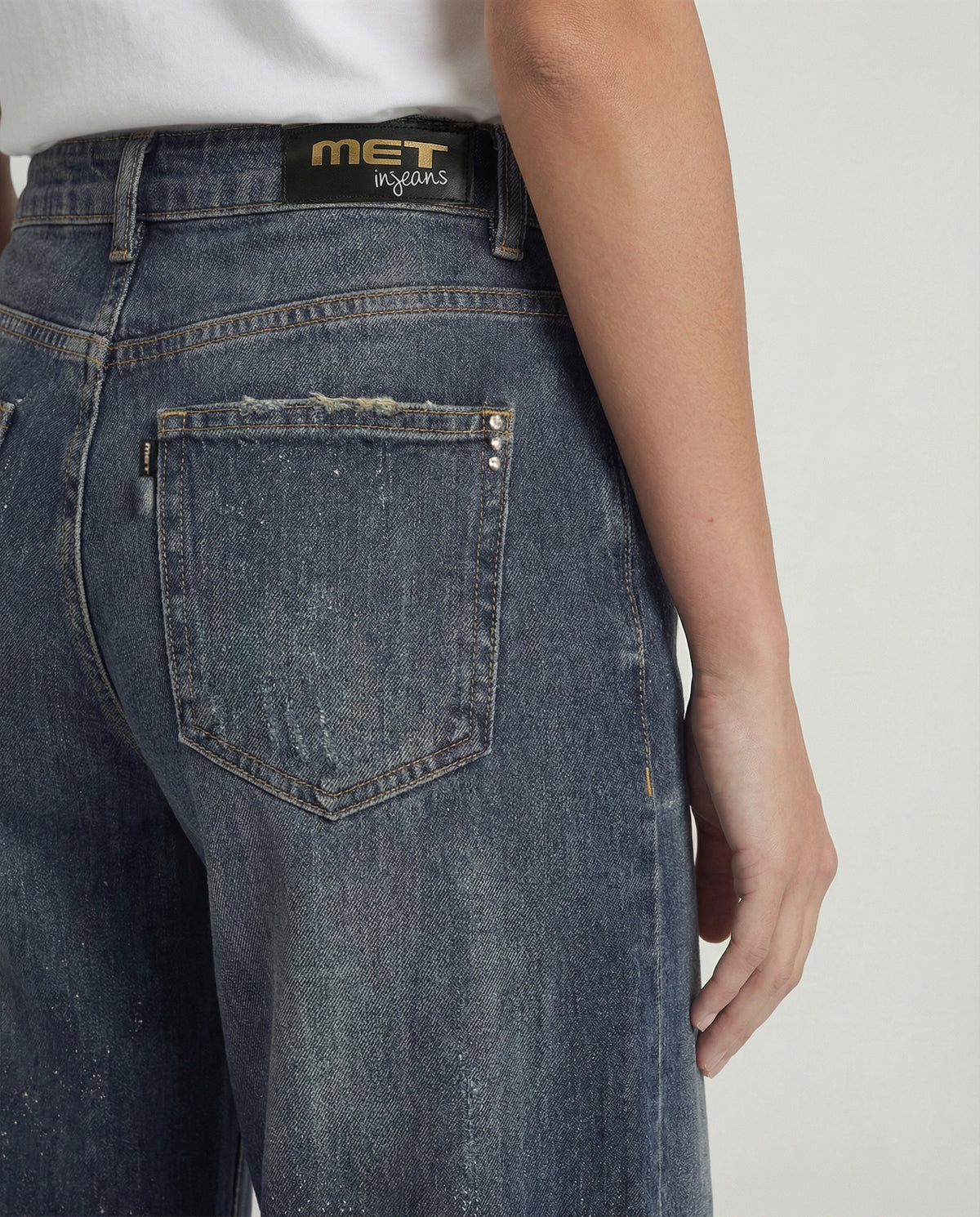 Jeans wide leg con cintura in denim