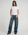 Jeans wide leg in denim con cuciture sagomate