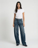 Jeans wide leg con cuciture frontali