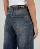 Jeans wide leg con cuciture frontali