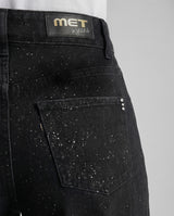 Jeans wide leg nero con cintura in denim