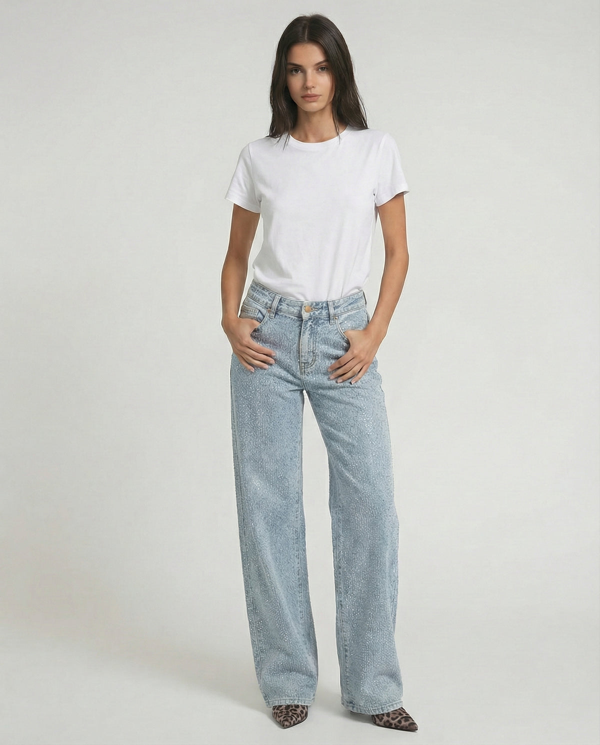 Jeans wide leg effetto sparkling
