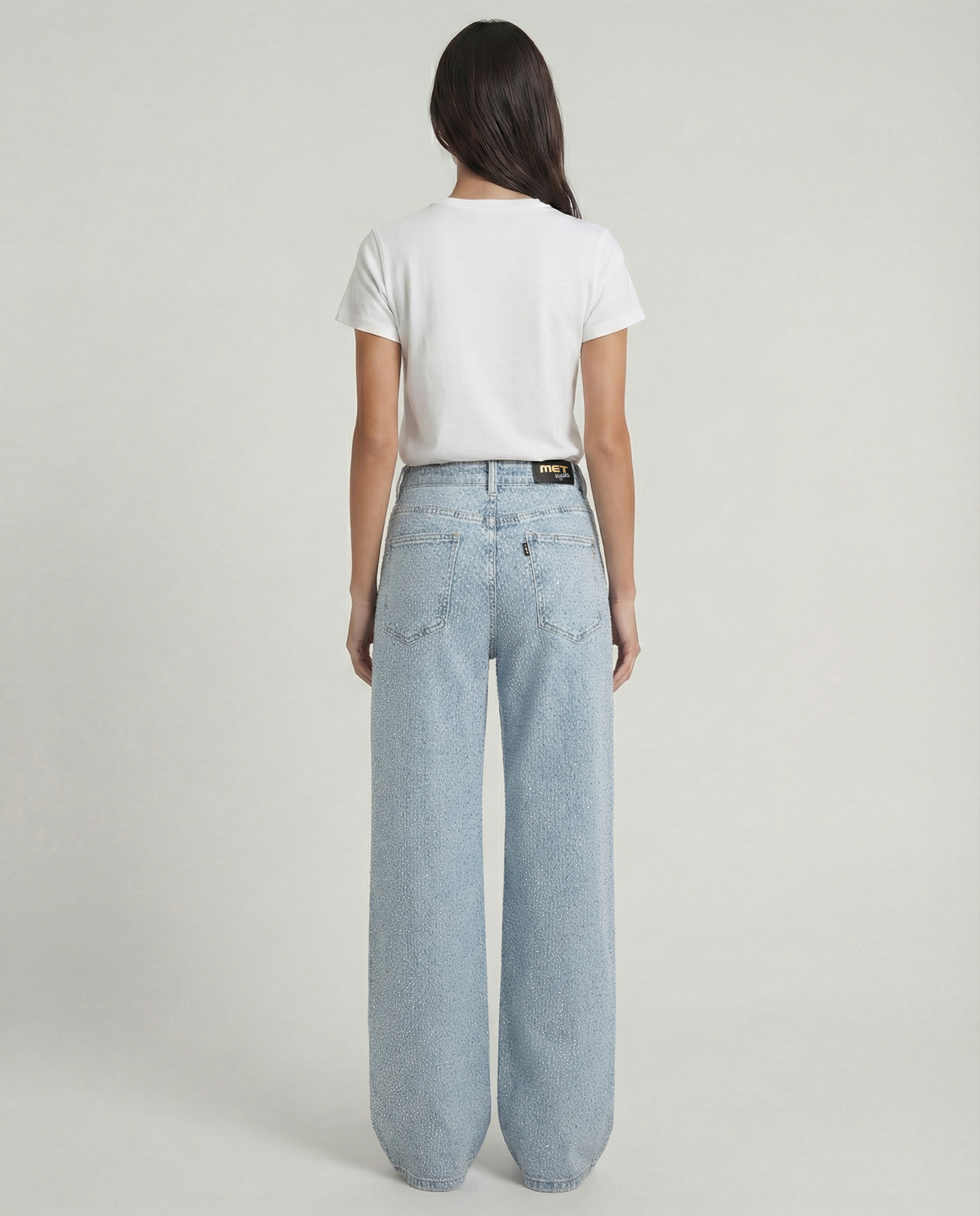 Jeans wide leg effetto sparkling