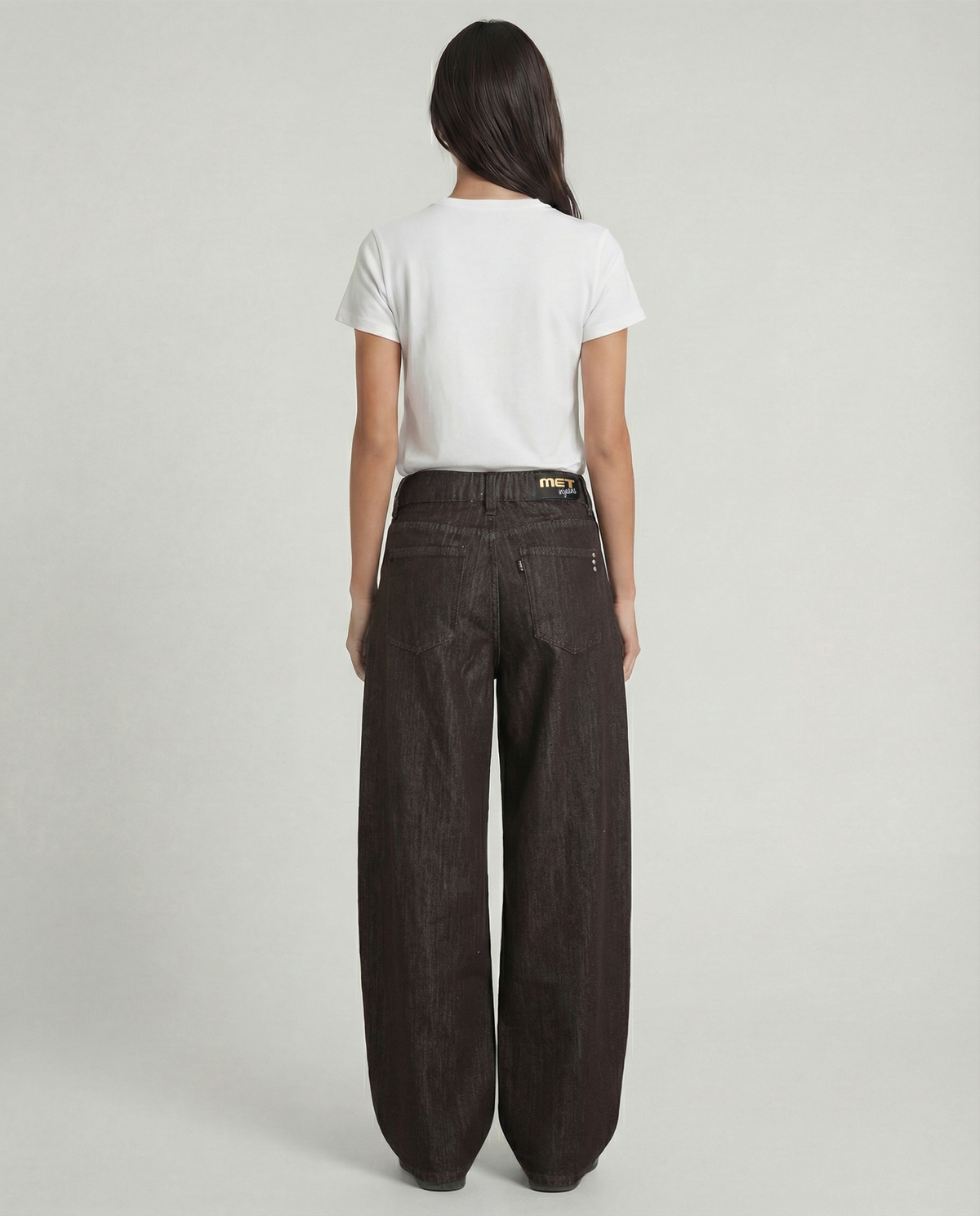 Jeans wide leg con coulisse