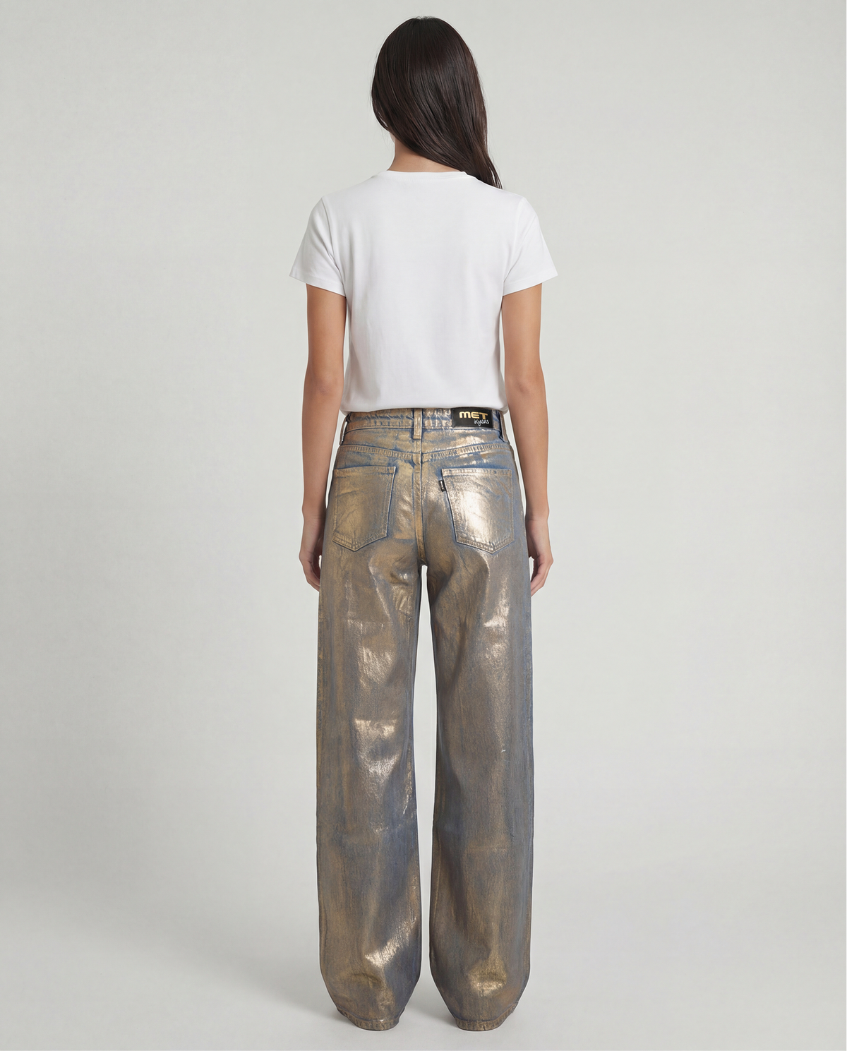 Jeans wide leg effetto laminato