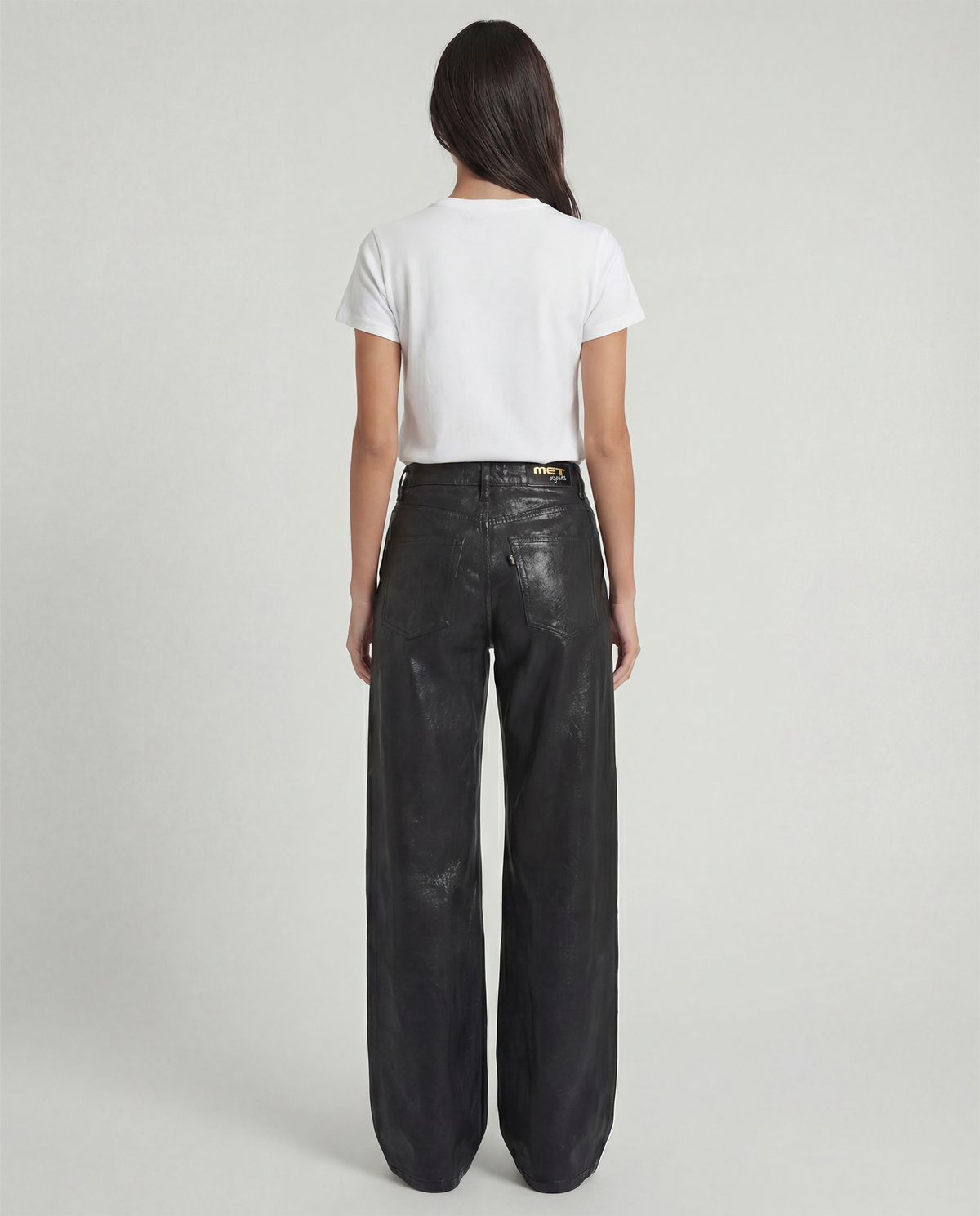 Jeans wide leg effetto laminato