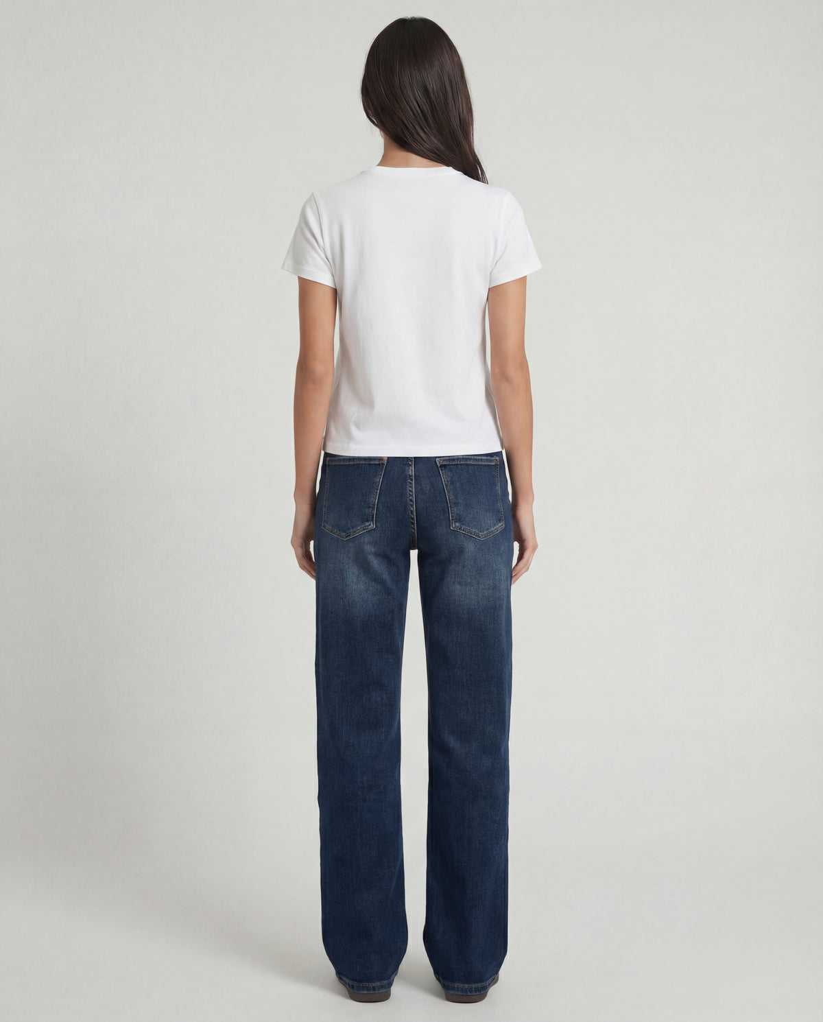 Jeans straight fit denim blu medio