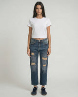 Jeans cropped straight destroyed