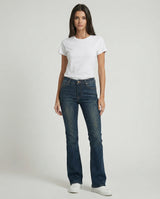 Jeans slim bootcut blu medio effetto used