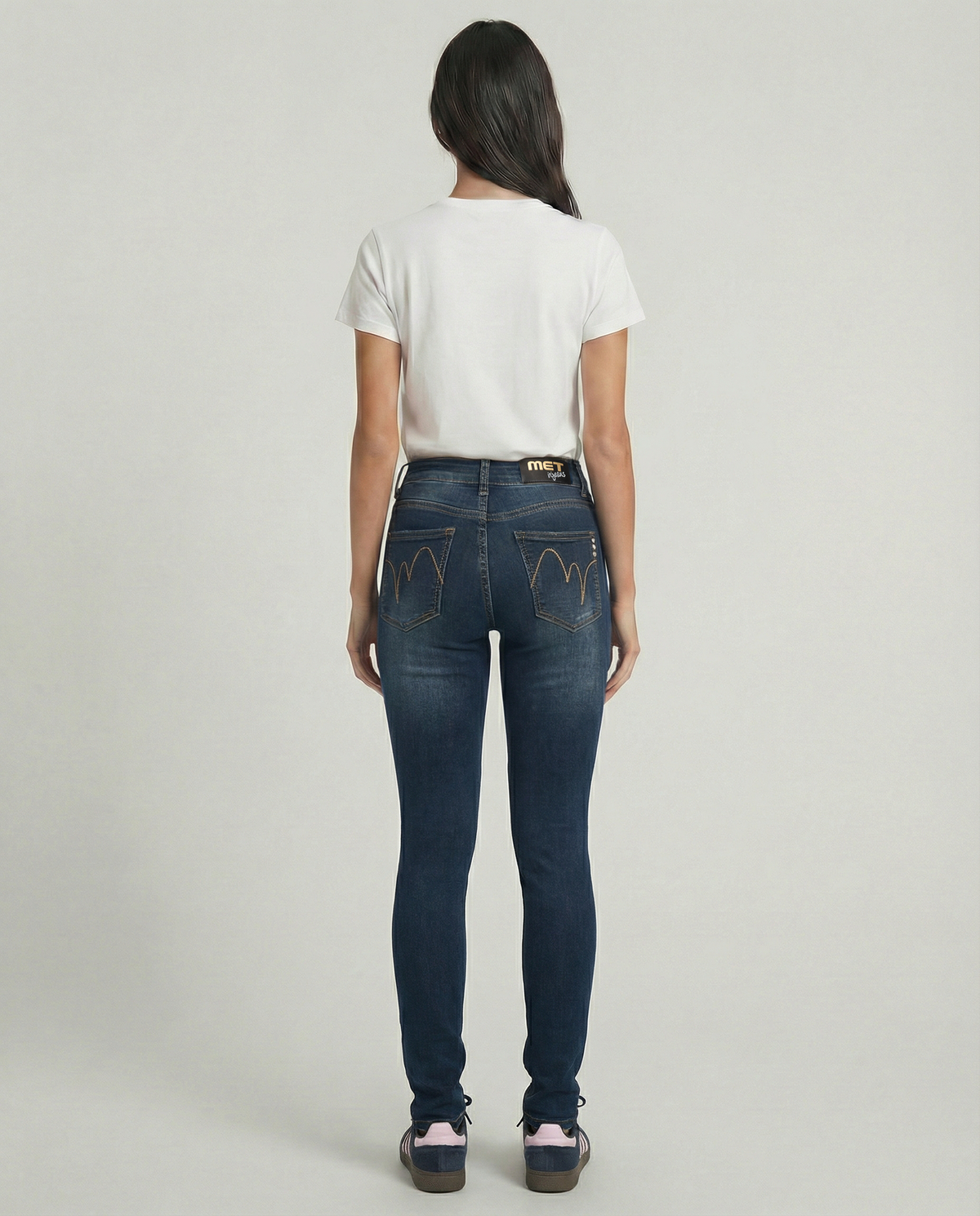 Jeans skinny blu medio effetto used