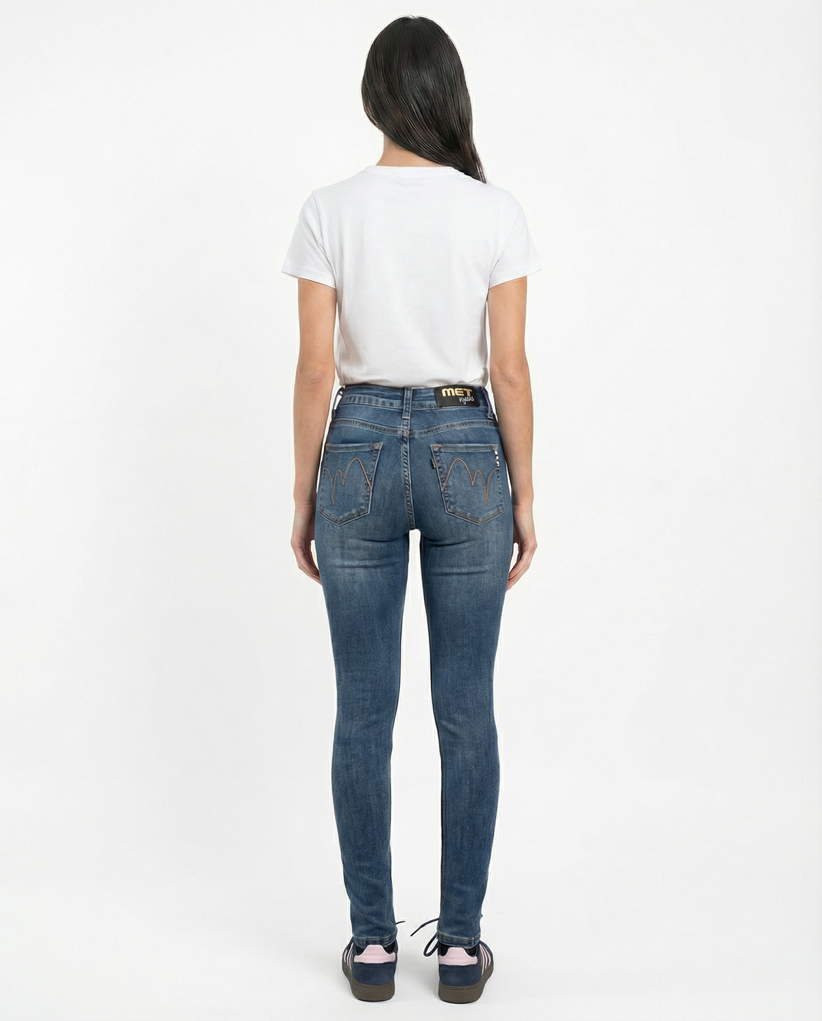 Jeans skinny blu chiaro effetto used