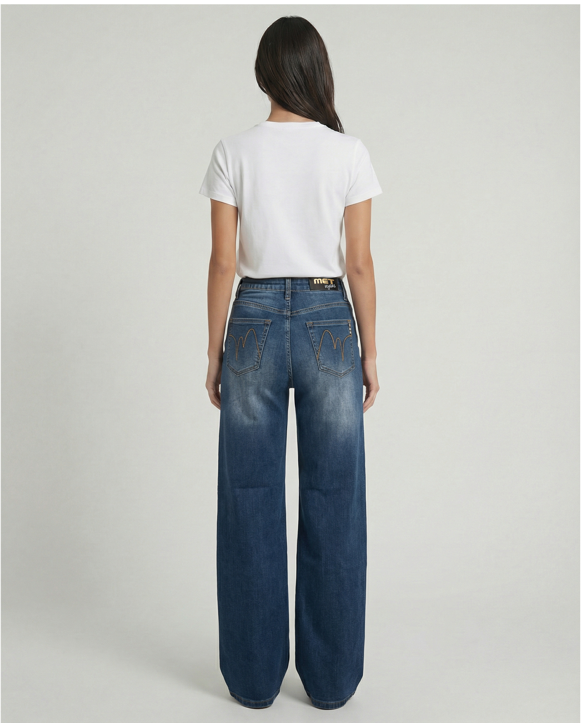 Jeans wide leg denim lavaggio medio