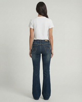 Jeans slim bootcut blu medio effetto used