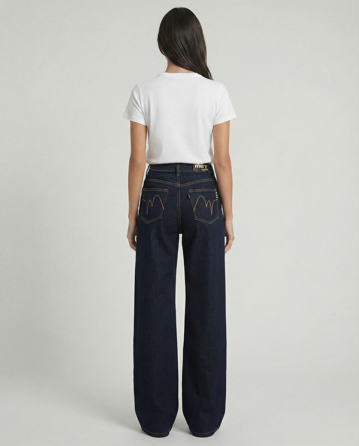 Jeans wide leg denim blu scuro