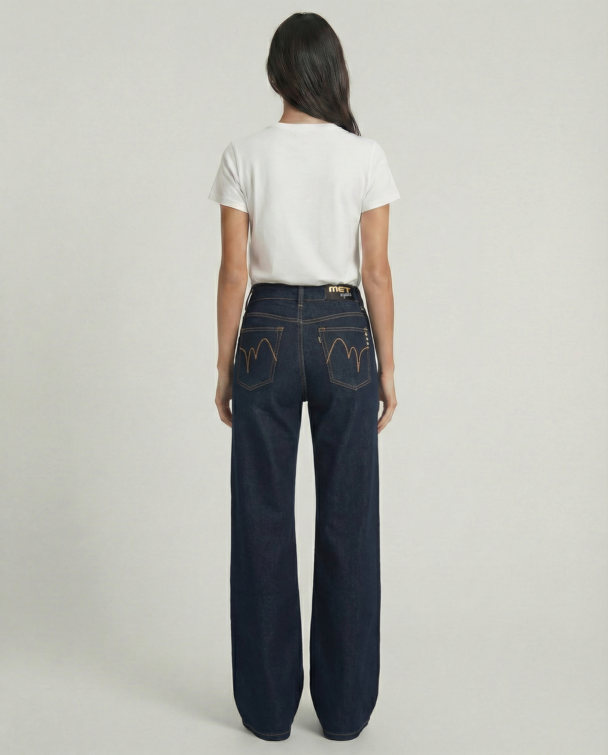 Jeans wide leg basic denim scuro