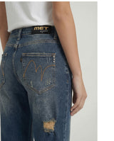 Jeans cropped straight destroyed