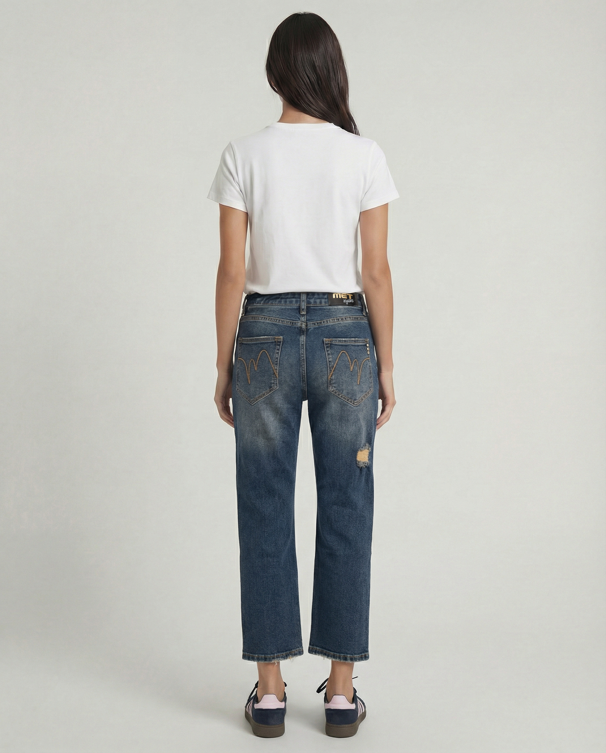 Jeans cropped straight destroyed