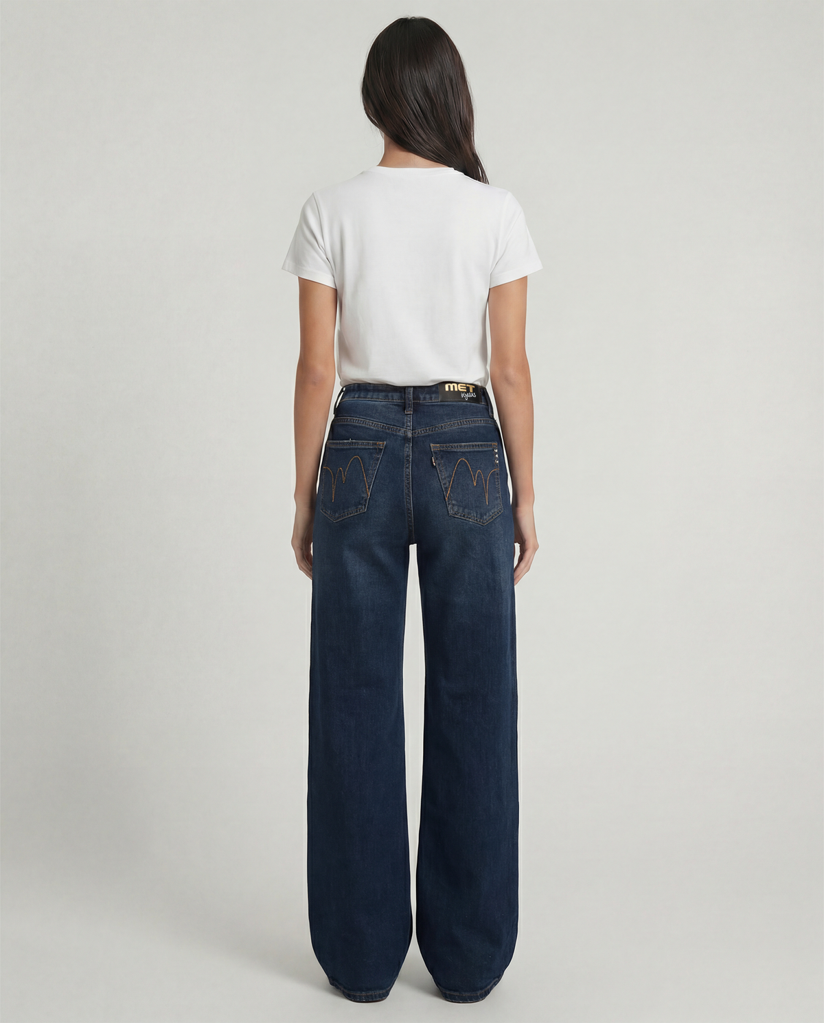 Jeans wide leg denim blu medio