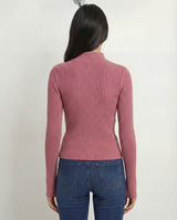 Maglia a coste con cut-out sul décolleté