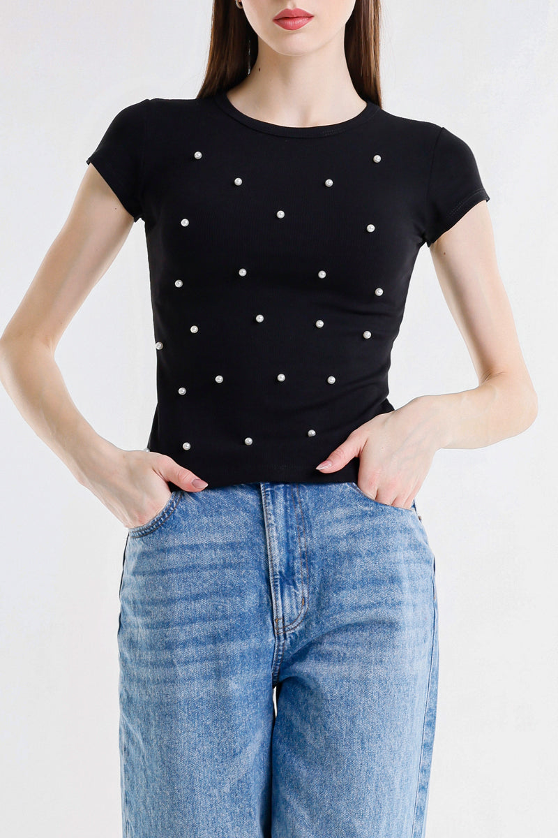 T-SHIRT CON PERLE