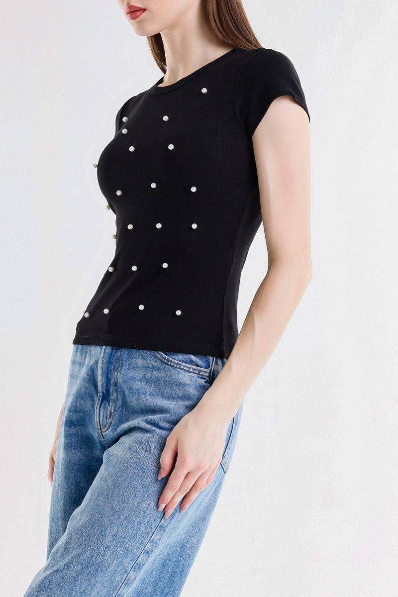 T-SHIRT CON PERLE