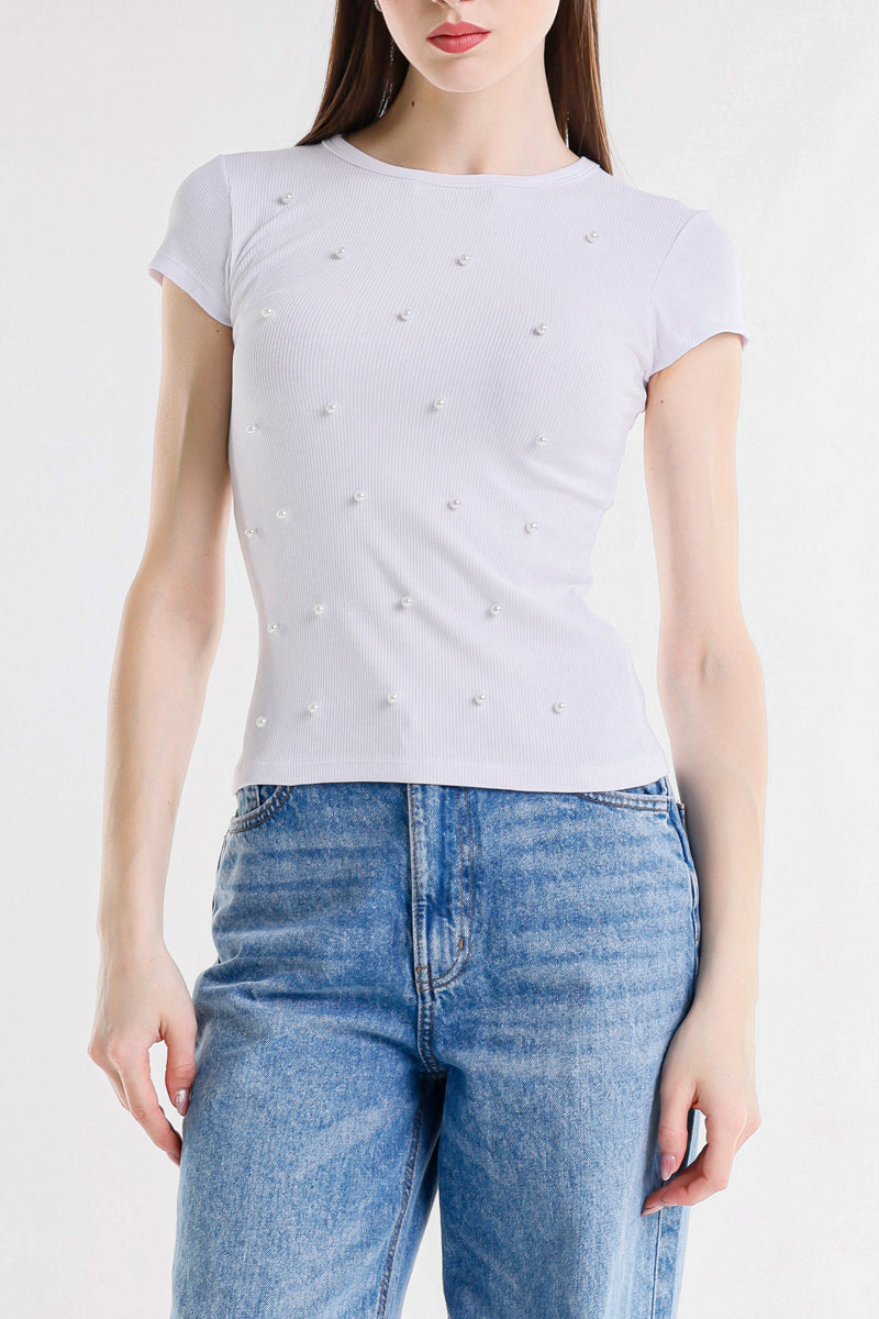 T-SHIRT CON PERLE