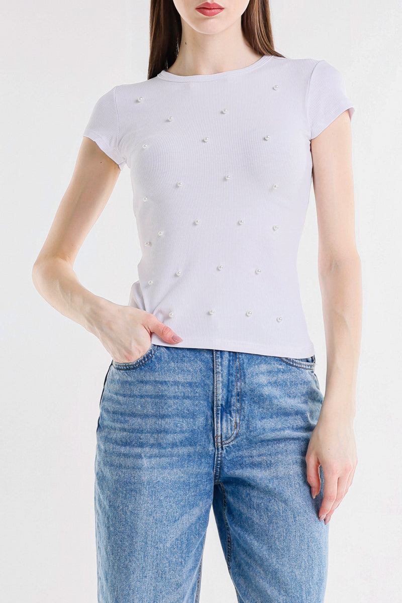T-SHIRT CON PERLE