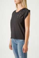 Top Donna Sleeveless con Dettagli Luminosi – Fit Morbido, Stile Minimal Chic