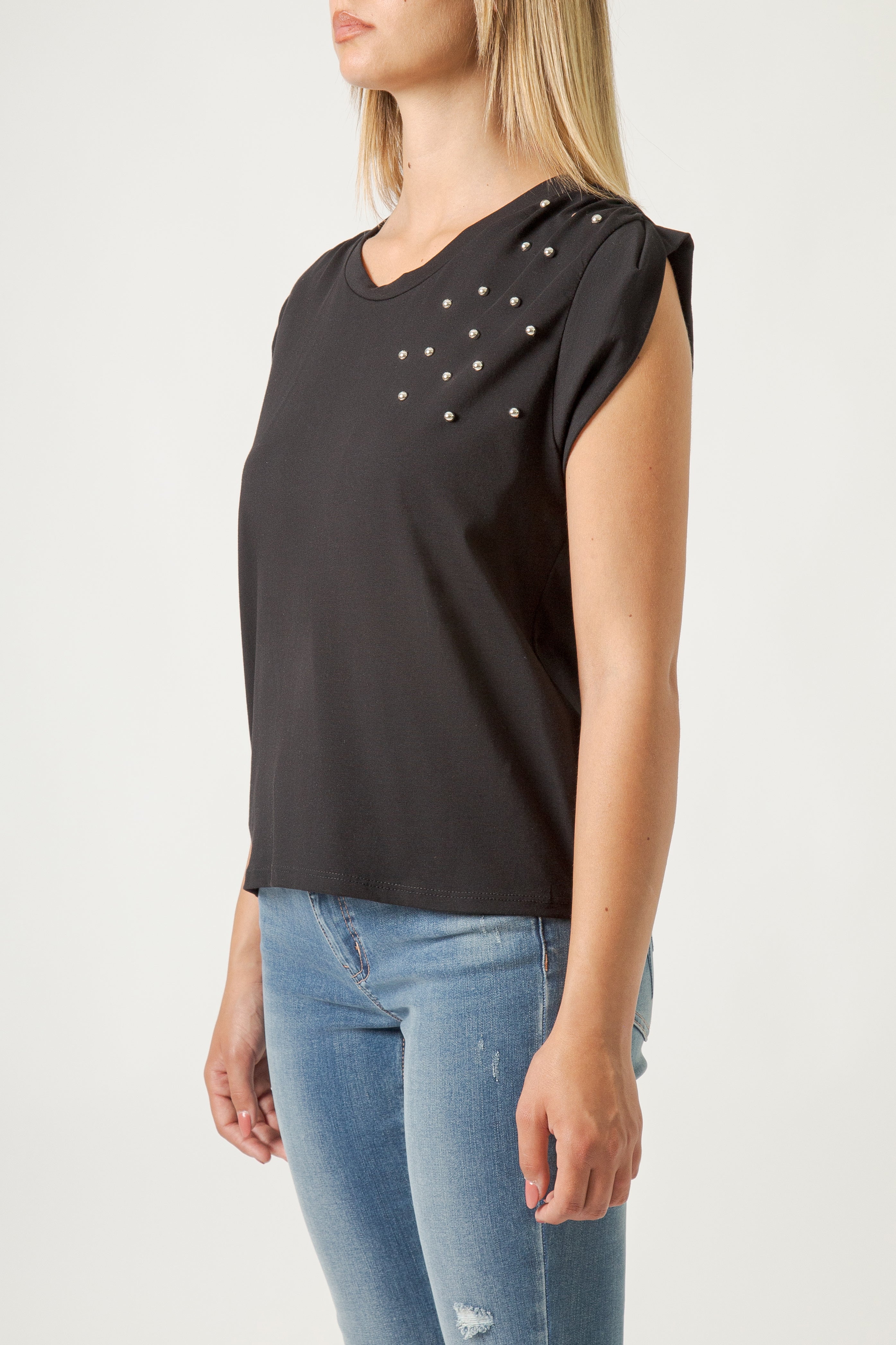 Top Donna Sleeveless con Dettagli Luminosi – Fit Morbido, Stile Minimal Chic