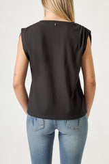 Top Donna Sleeveless con Dettagli Luminosi – Fit Morbido, Stile Minimal Chic