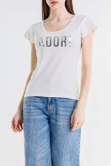 LAMINATED TEXT T-SHIRT