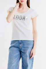 LAMINATED TEXT T-SHIRT