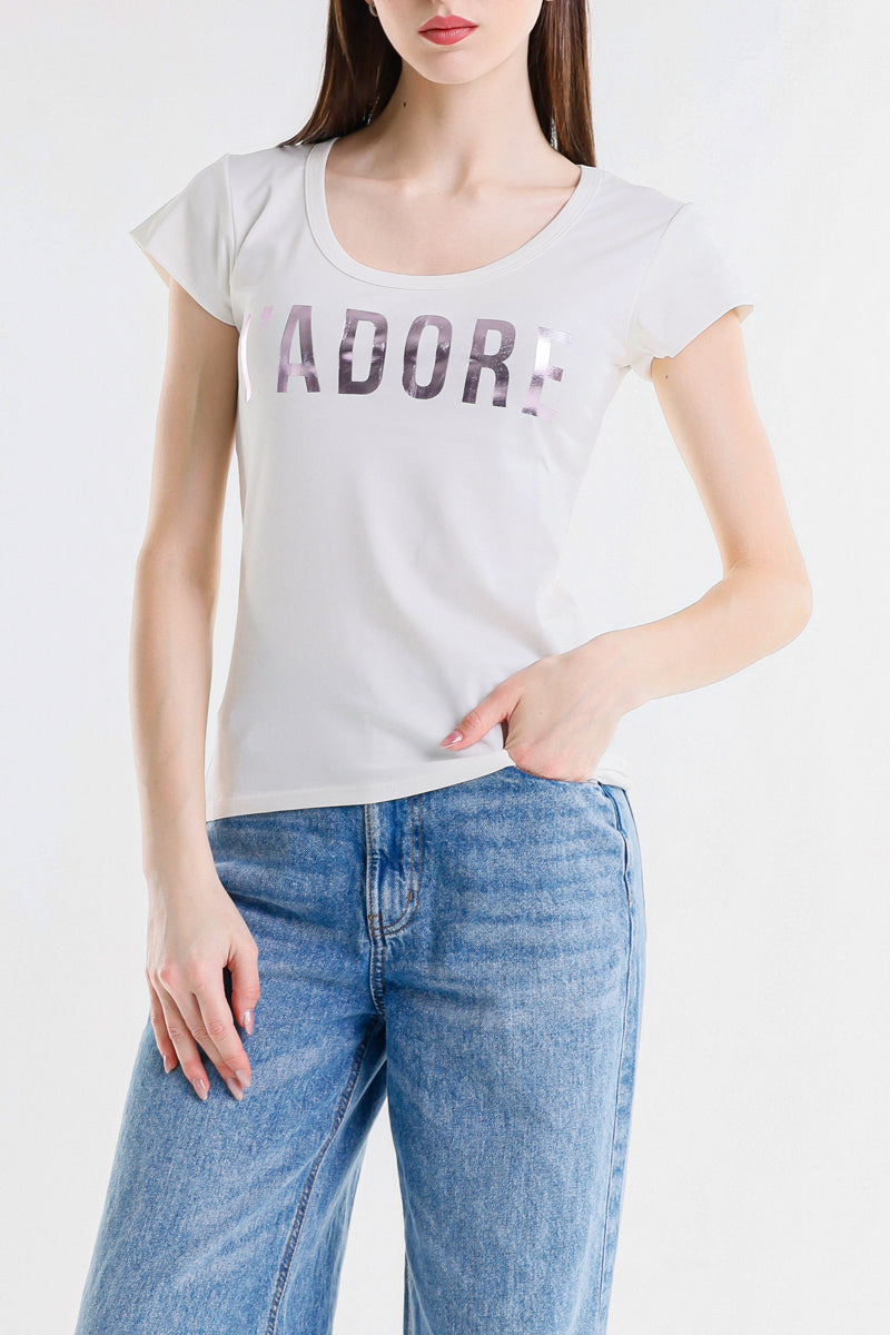T-SHIRT SCRITTA LAMINATA