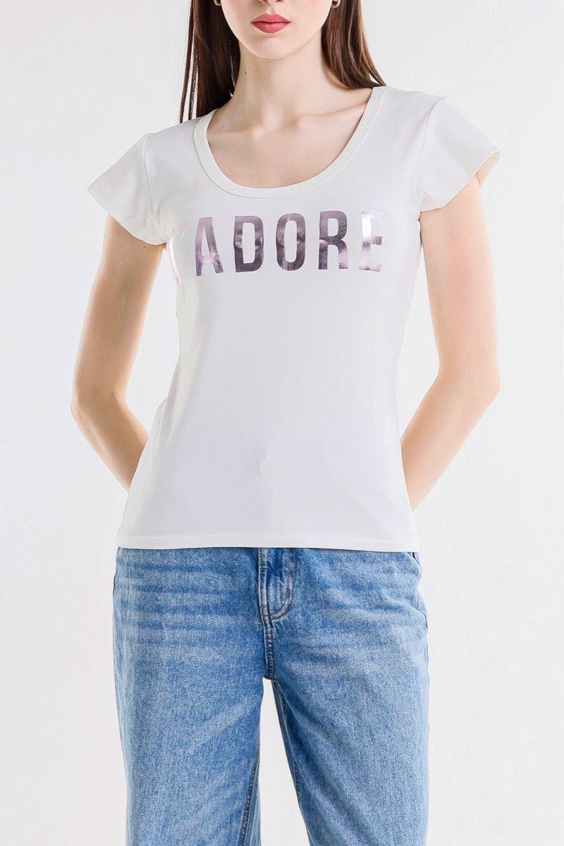 T-SHIRT SCRITTA LAMINATA