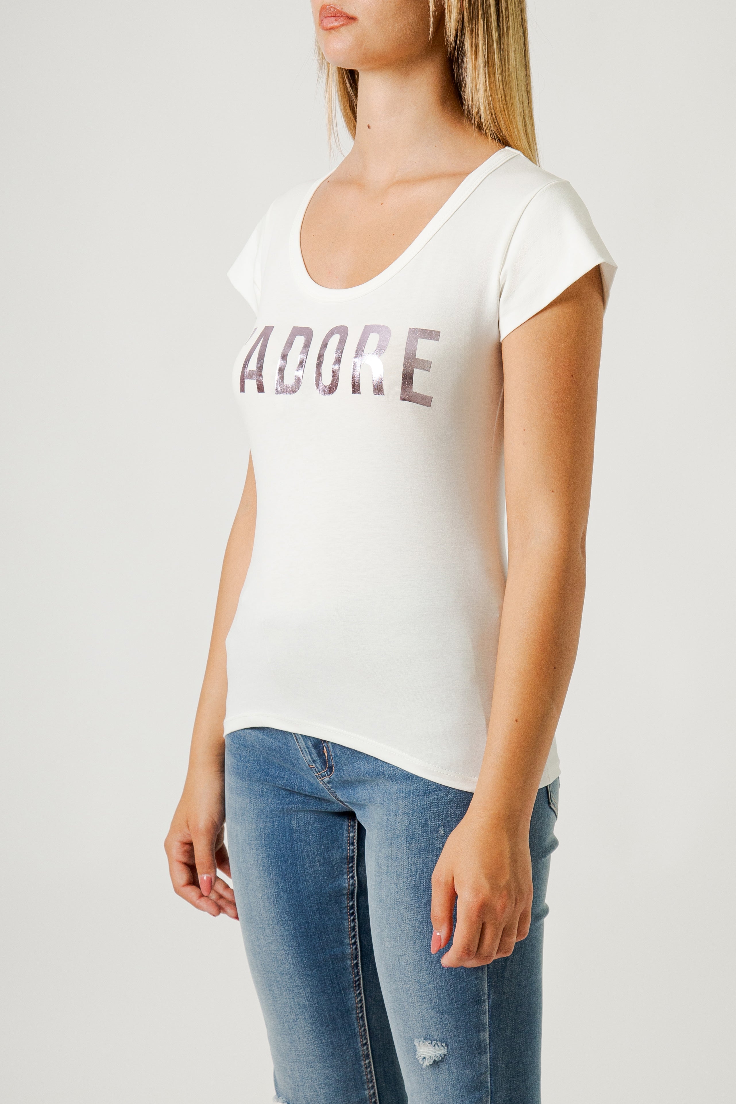LAMINATED TEXT T-SHIRT