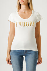 LAMINATED TEXT T-SHIRT