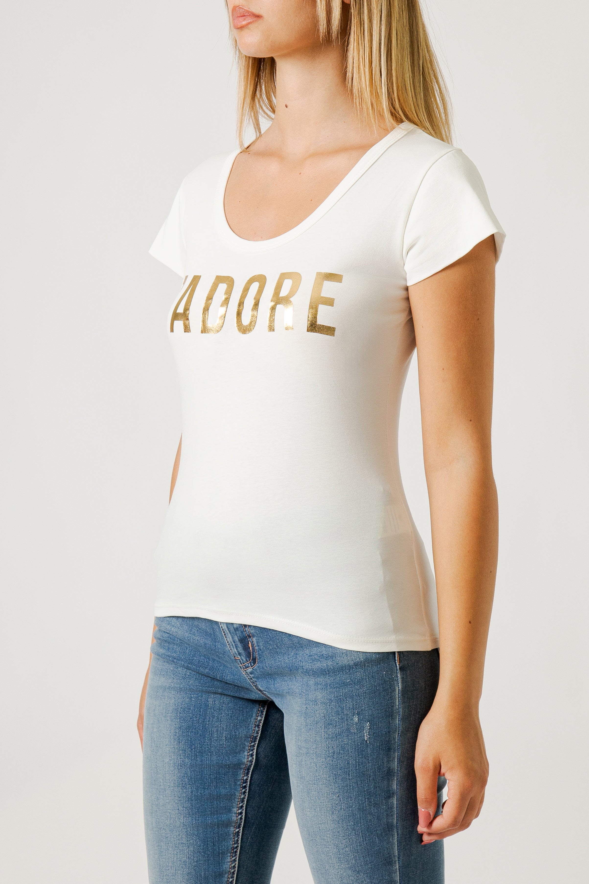 LAMINATED TEXT T-SHIRT