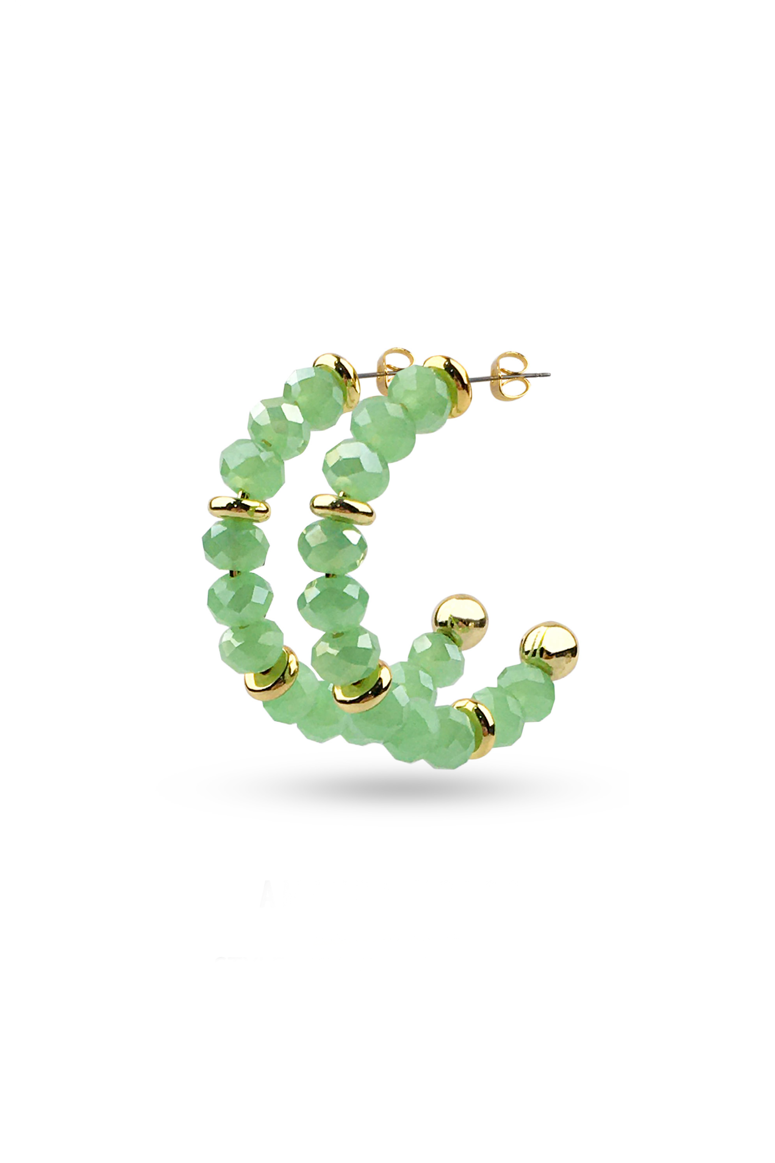 GREEN STONE LOOP EARRING